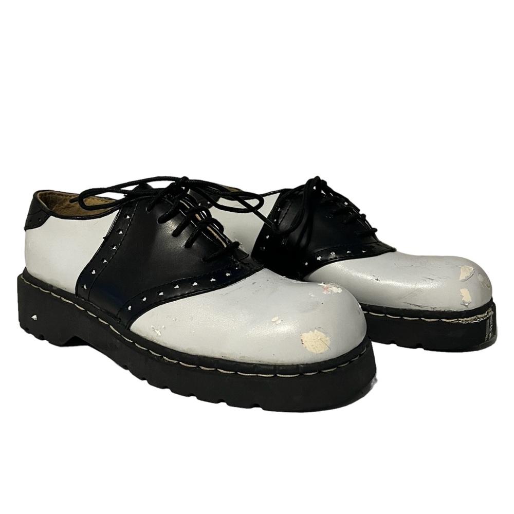 Vintage Anarchic Black White Lace Up Mary Jane’s Size 9